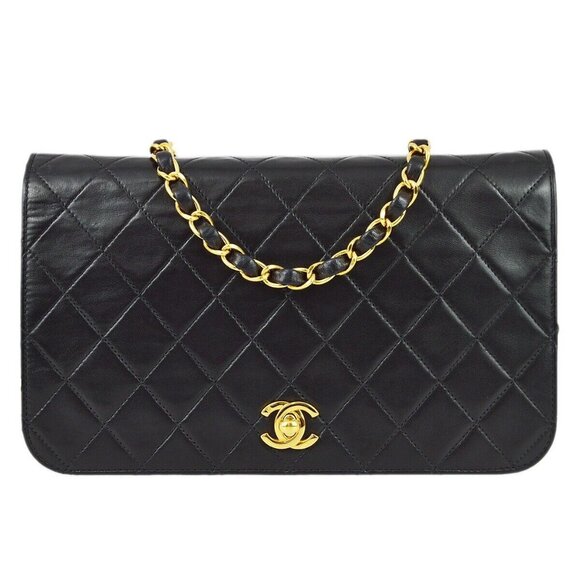 Chanel Black Lambskin Turnlock Small Full Flap Shoulder Bag 110221 - Picture 1 of 11